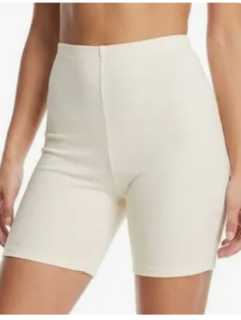 Naked Wardrobe NEW BABY MAMA Cream White High Rise Lined Biker Shorts Legging M